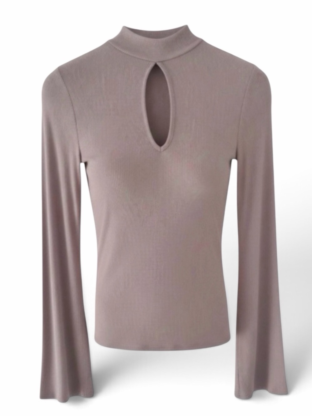 Express Light Mauve Pink Mock Neck Keyhole Long Sleeve Top Size Medium